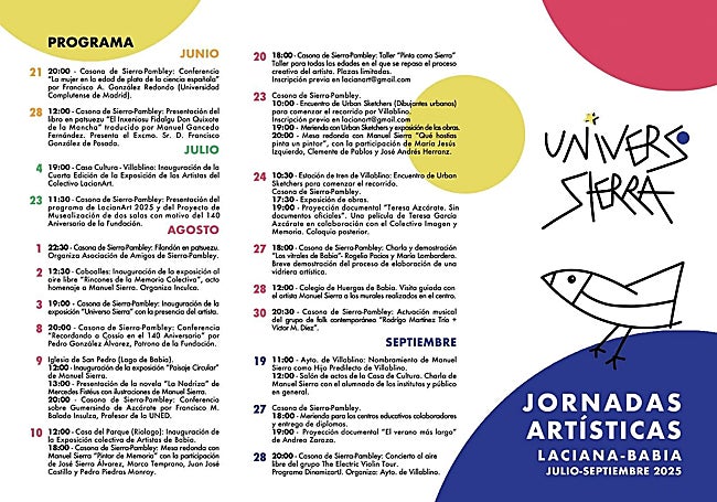 Programa de actividades de las Jornadas Artísticas de Villablino