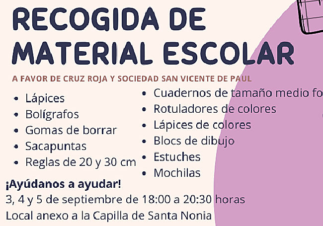 Imagen del cartel de la recogida de material.