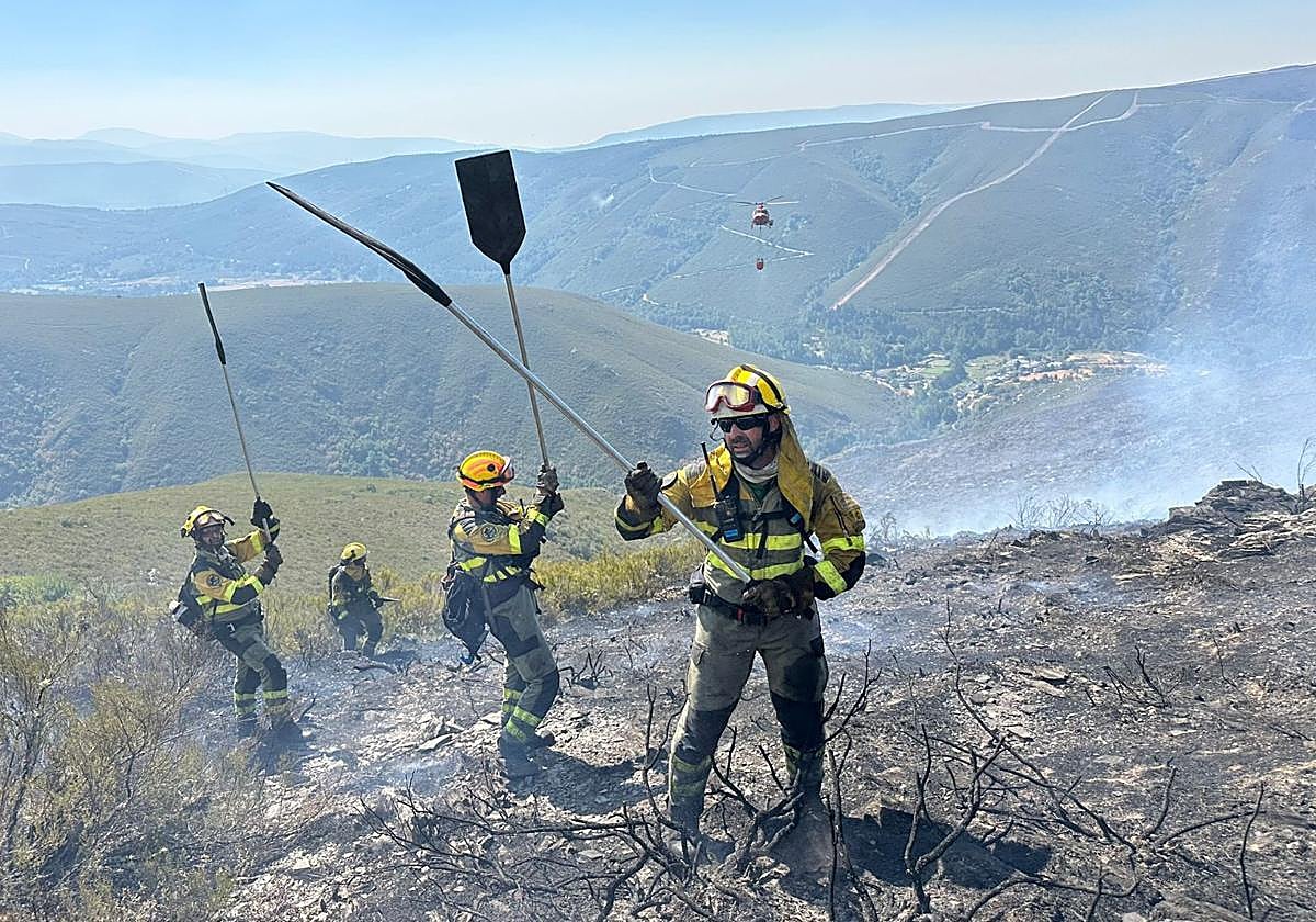 Incendio forestal en León.