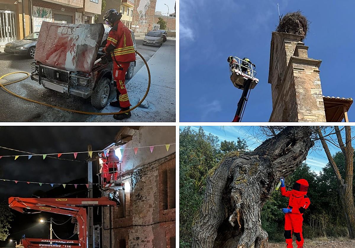 Un coche quemado en la capital leonesa, entre otras actuaciones.