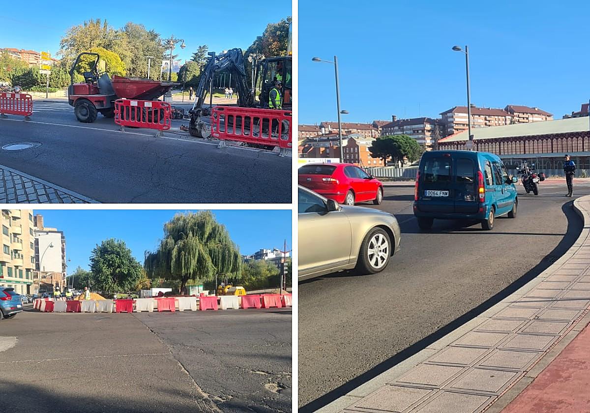 Zona en obras del puente de los Leones.
