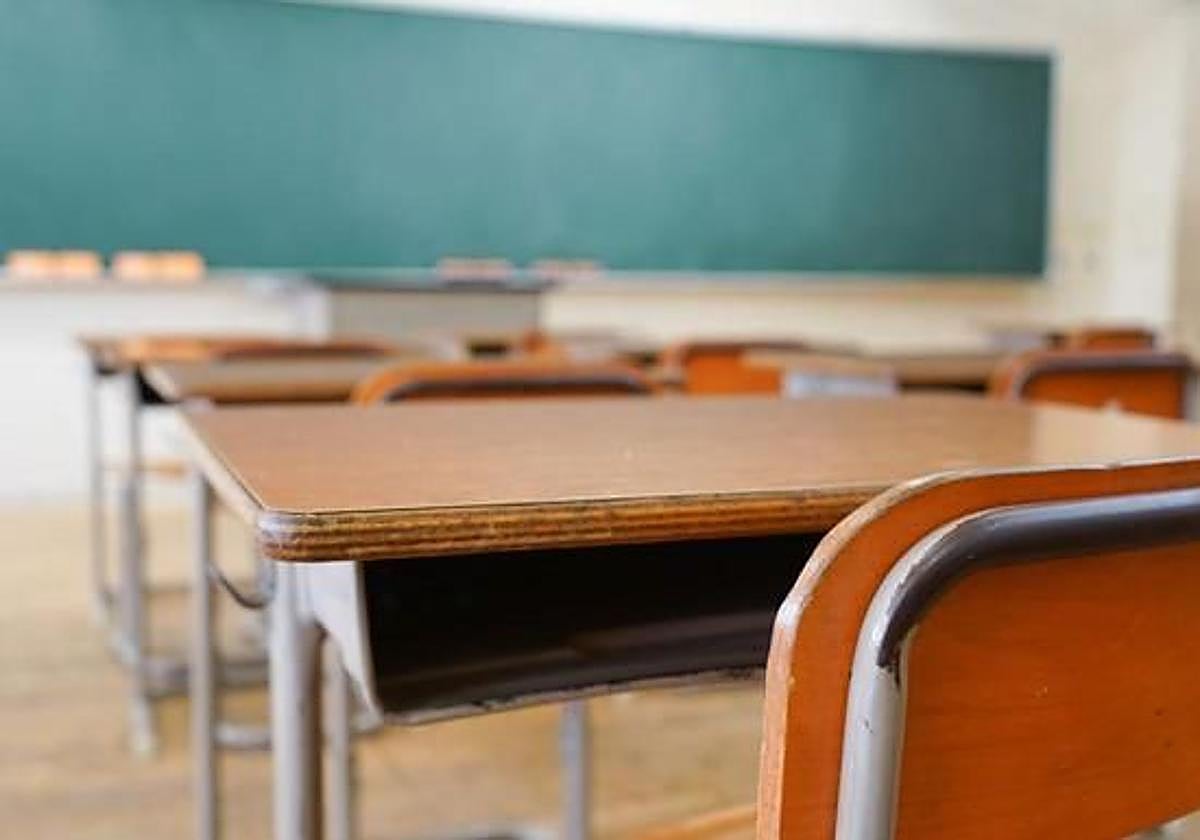 Un aula de un centro rural en León.