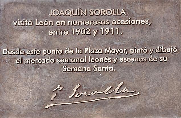 La placa dedicada a Joaquín Sorolla.