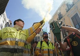 Manifestación de los bomberos forestales en León en septiembre.