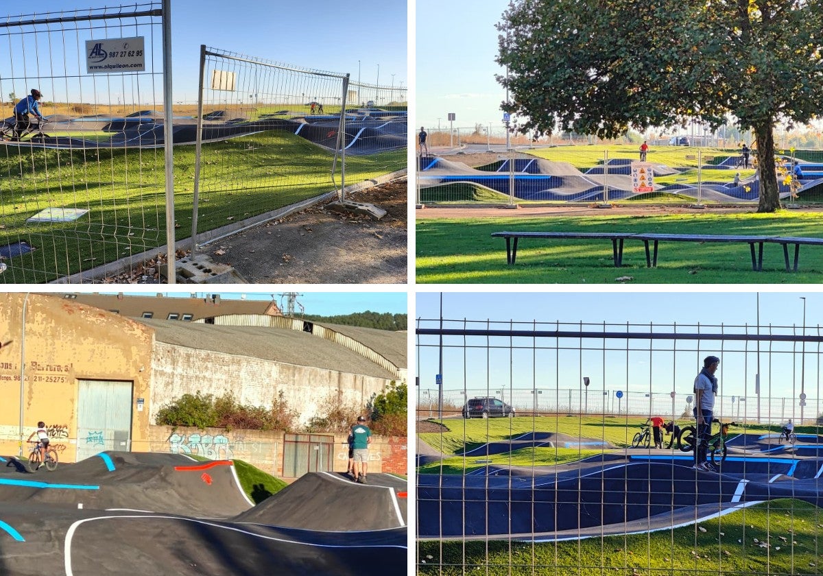 Imágenes de personas dentro de la pista de pumptrack en Puente Castro.