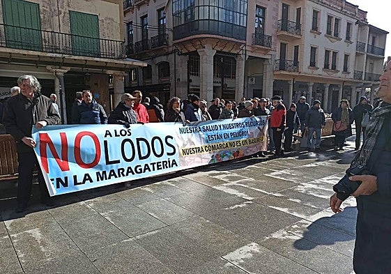 Una de las protestas contra la planta de lodos.