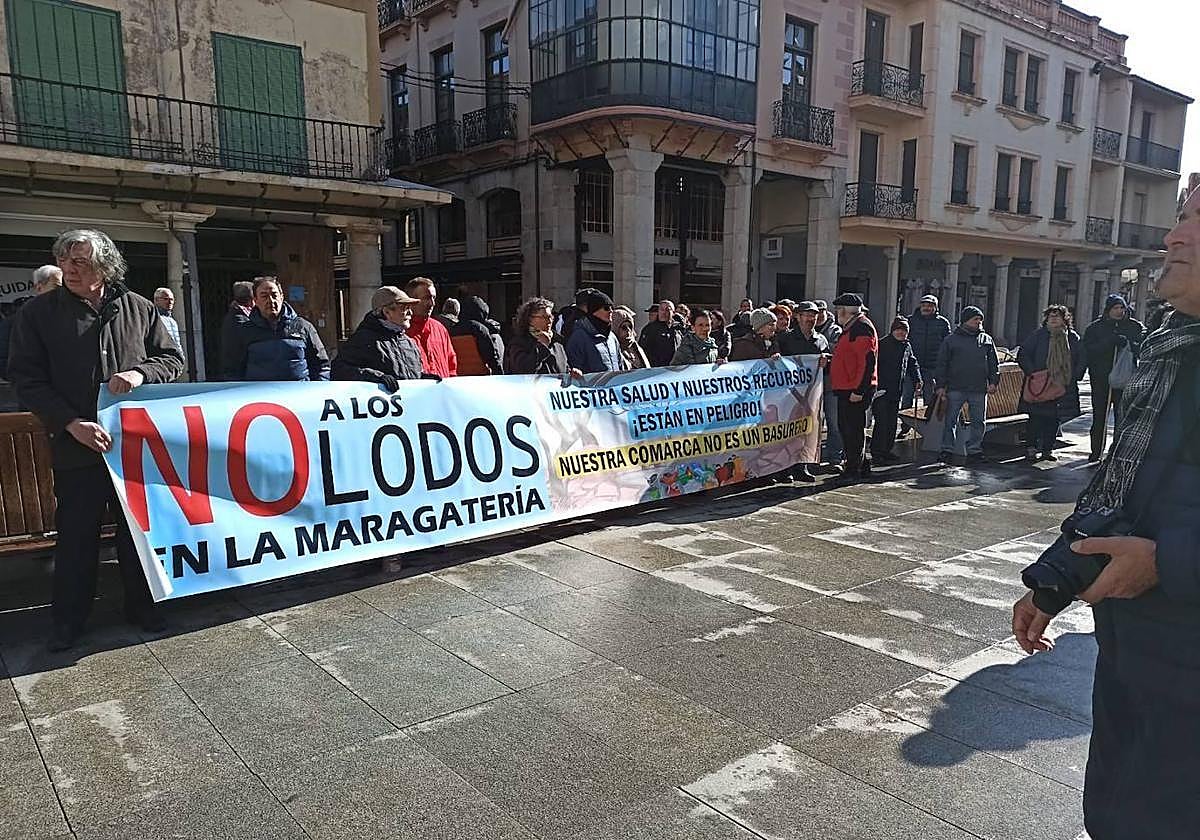 Una de las protestas contra la planta de lodos.