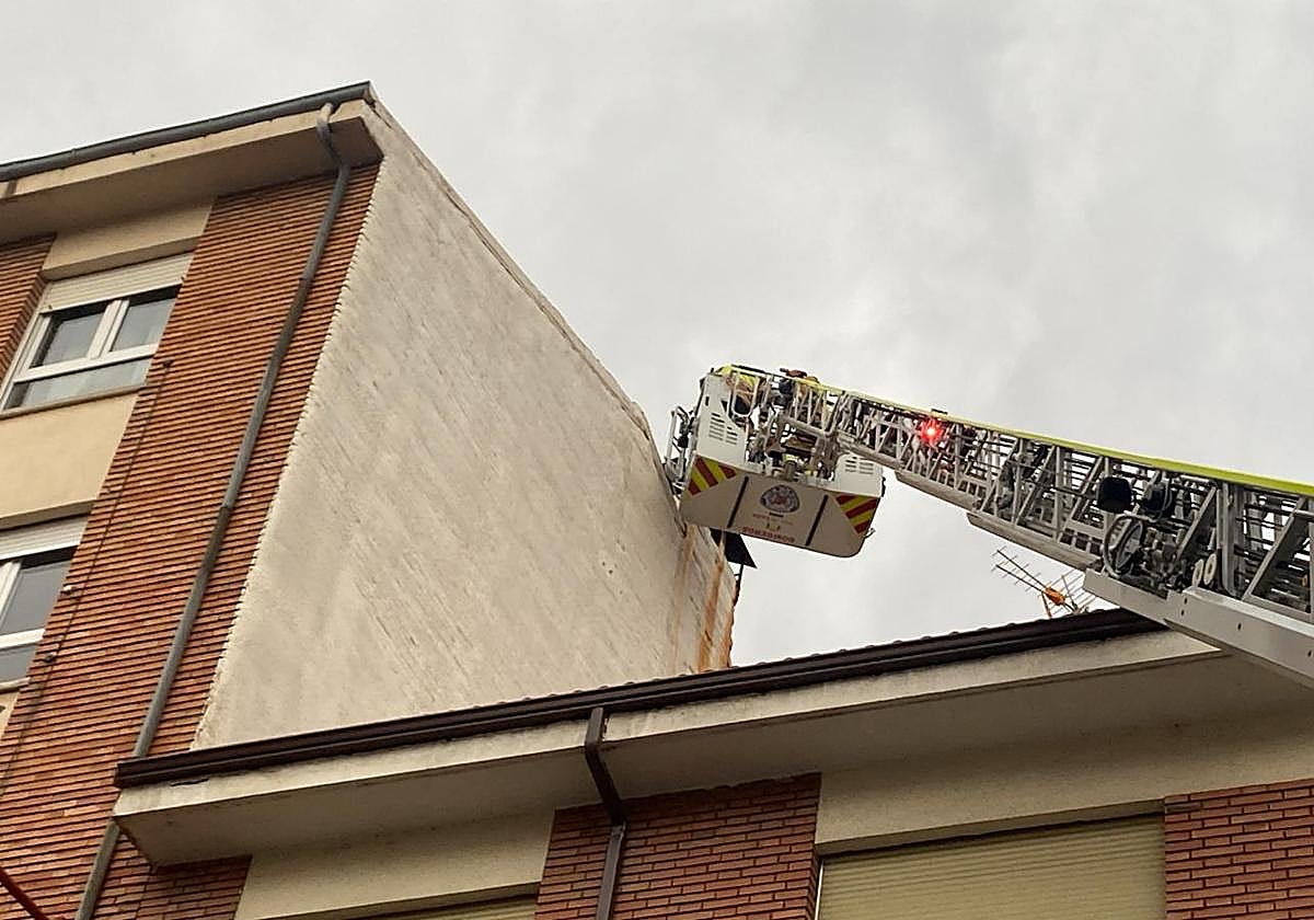 Imagen del rescate del gato por Bomberos de León.