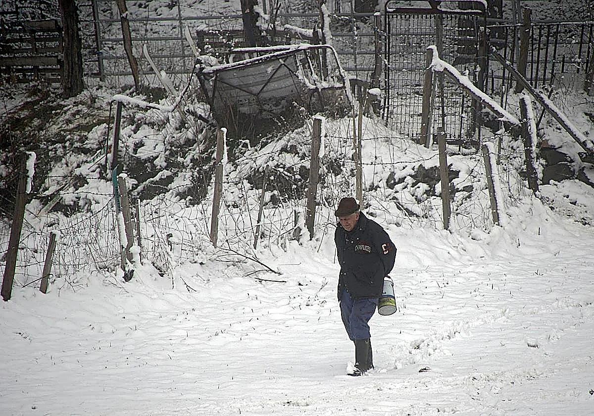 Nieve en la comarca leonesa de Los Argüellos a comienzos de este año.