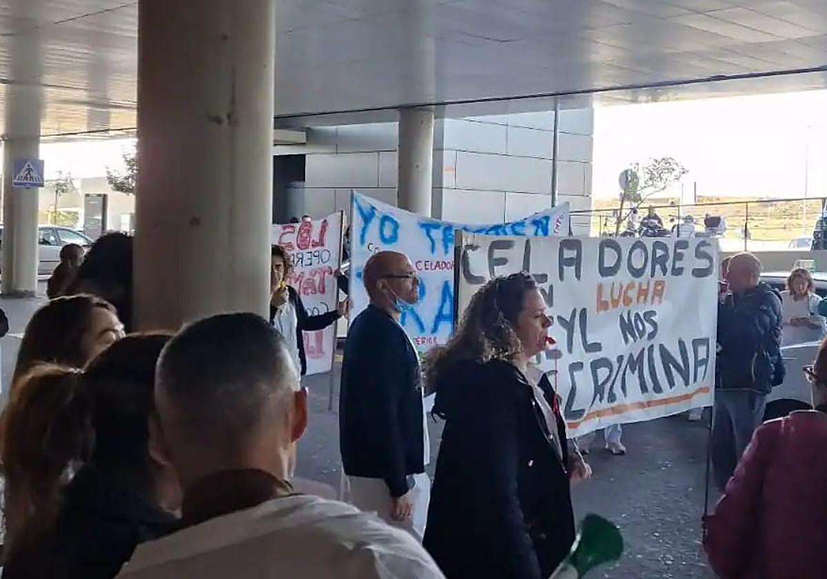 Imagen de unna huelga en el Hospital.
