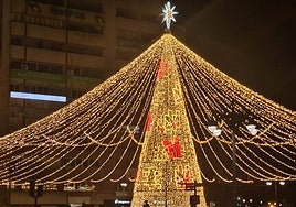 Prueba del alumbrado navideño.