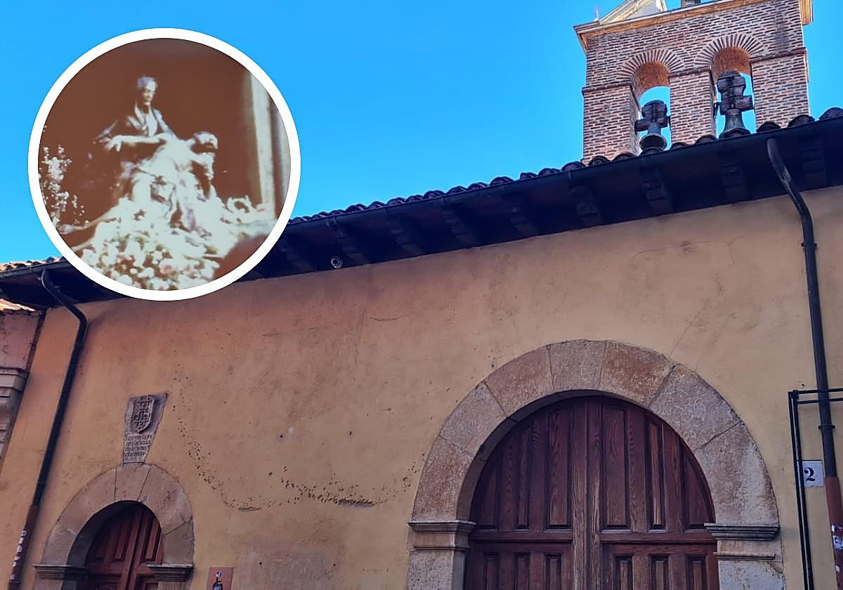 Iglesia de San Salvador de Palat del Rey y, en el círculo, la Piedad de Carmona.