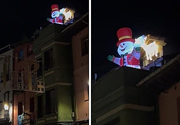 El muñeco de nieve gigante escondido en una azotea de una céntrica plaza de León