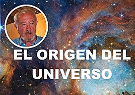 El cartel de la conferencia y, en pequeño, el astrofísico García Aragón.