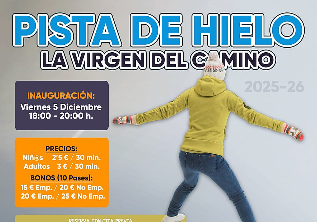 Cartel promocional de la pista de hielo de La Virgen del Camino