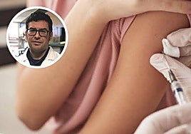 Vacuna de la gripe y, en pequeño, Estanislao Nistal.