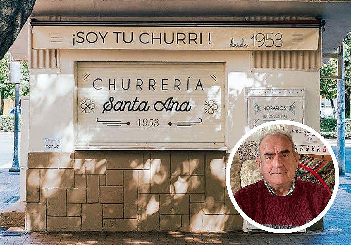 La Churrería Santa Ana y, en pequeño, Cecilio González.