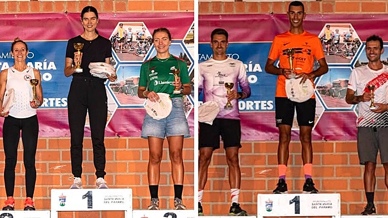 Alicia Álvarez y Daniel Alonso, ganadores de la Legua Nocturna de Santa María del Páramo