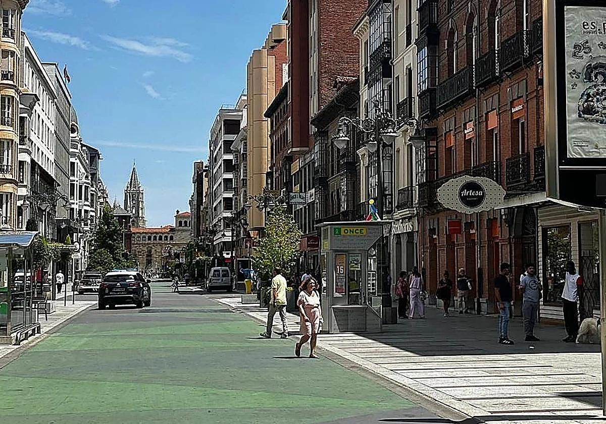 Imagen del centro de León un día soleado.