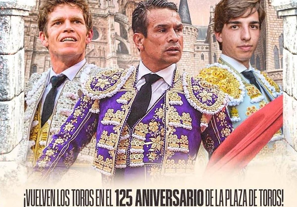 Cartel del programa en la plaza de toros de Astorga por su 125 aniversario.