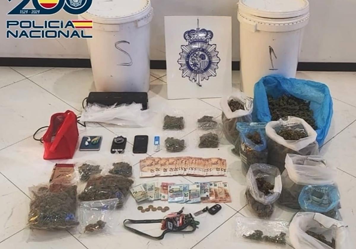 Material decomisado en la actuación policial.