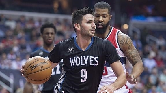 Ricky Rubio, durante el partido disputado en el Verizon Center, en Washington.