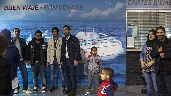 Un grupo de inmigrantes sirios que buscan asilo en España. 