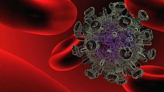 Representación del virus del VIH. 