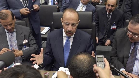 El ministro saudí de Energía, Khalid A. Al Falih, durante la reunión de la OPEP. 