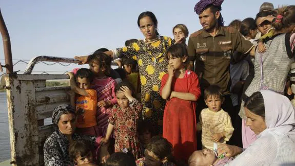 Iraquíes desplazados pertenecientes a la minoría yazidí. 