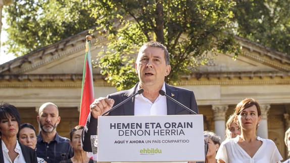 Arnaldo Otegi ante el árbol de Gernika.