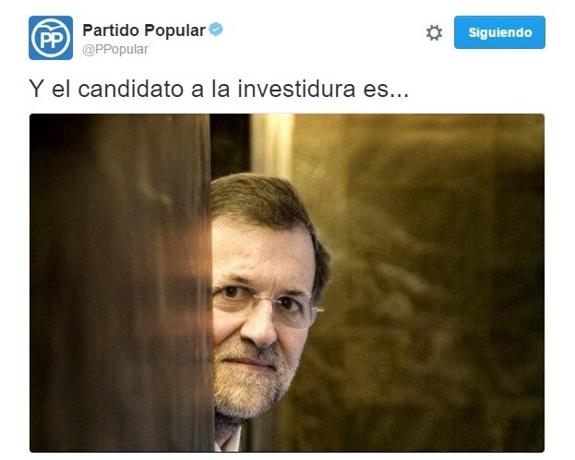 Mensaje publicado y luego eliminado por el PP en Twitter.