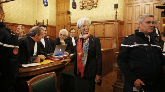 Christine Lagarde antes del comienzo del juicio.