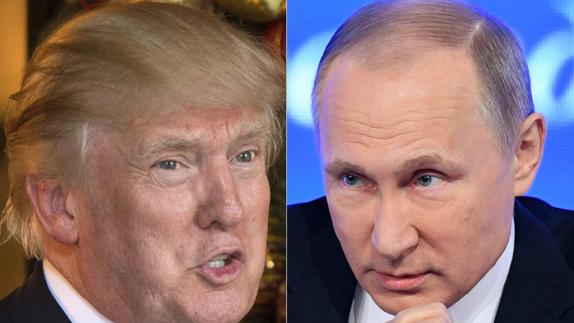 Combo de imágenes de Donald Trump y Vladimir Putin.