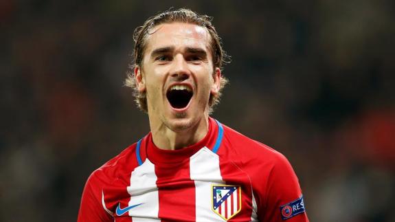 Antoine Griezmann celebra su gol en Leverkusen. 