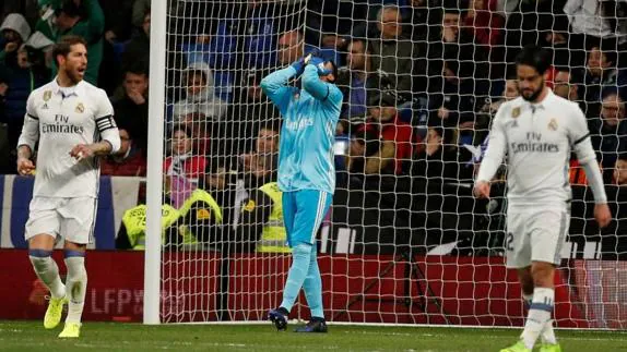 Keylor Navas, tras su error. 