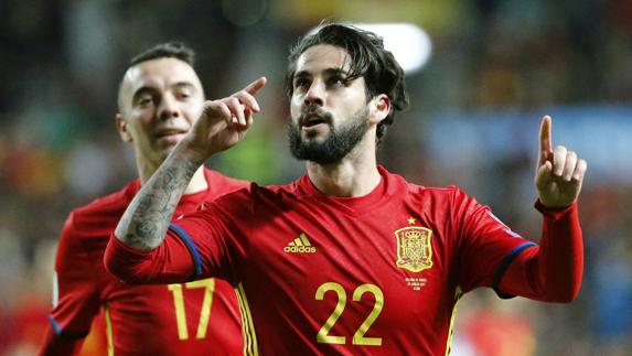 Isco celebra su gol. 