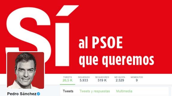 Cuenta de Pedro Sánchez en Twitter.