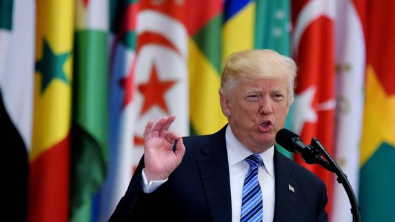 Donald Trump, durante su discurso en Riad.