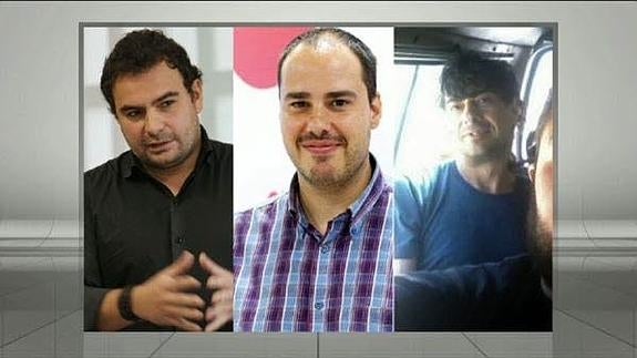 Imagen de los tres periodistas liberados.