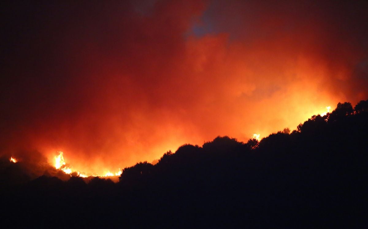 Imagen de uno de los últimos incendios declarados en el Bierzo.