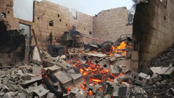Imagen de una de las propiedades que se ha visto afectada en el municipio de Fabero.