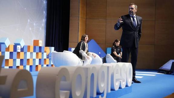 El director del Incibe durante el congreso E-volución del Norte de Castilla. 