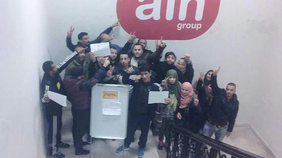 Trabajadores encerrados en ALN Group en Tánger.