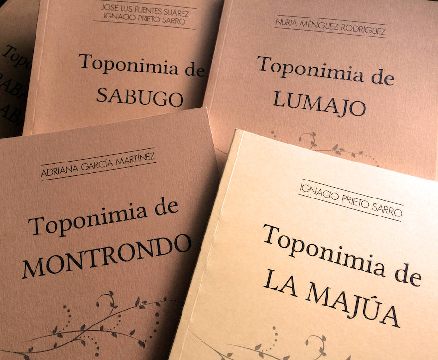 Algunos libros de la colección de toponimia de Xeitu.