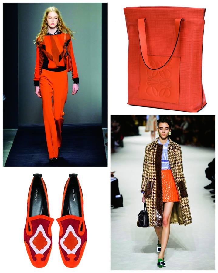 Miu Miu, Bottega Veneta, Louis Vuitton, Balmain, Gucci, Fendi... El naranja está muy presente en sus colecciones y reivindica protagonismo en las tendencias de invierno y de la próxima primavera. Puedes apuntarte al total look, pero nuestro consejo es un toque estratégico en tu estilismo.Bottega VenetaMiu MiuLoeweMaliparmi