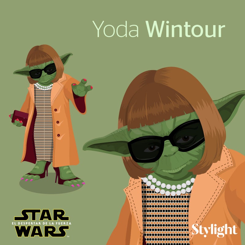 El maestro Yoda es mundialmente reconocido por su pequeña figura verde y su infinita sabiduría. Por supuesto, le convertimos en la Editora jefe de Vogue, fuente de todo conocimiento de la moda, Anna Wintour
