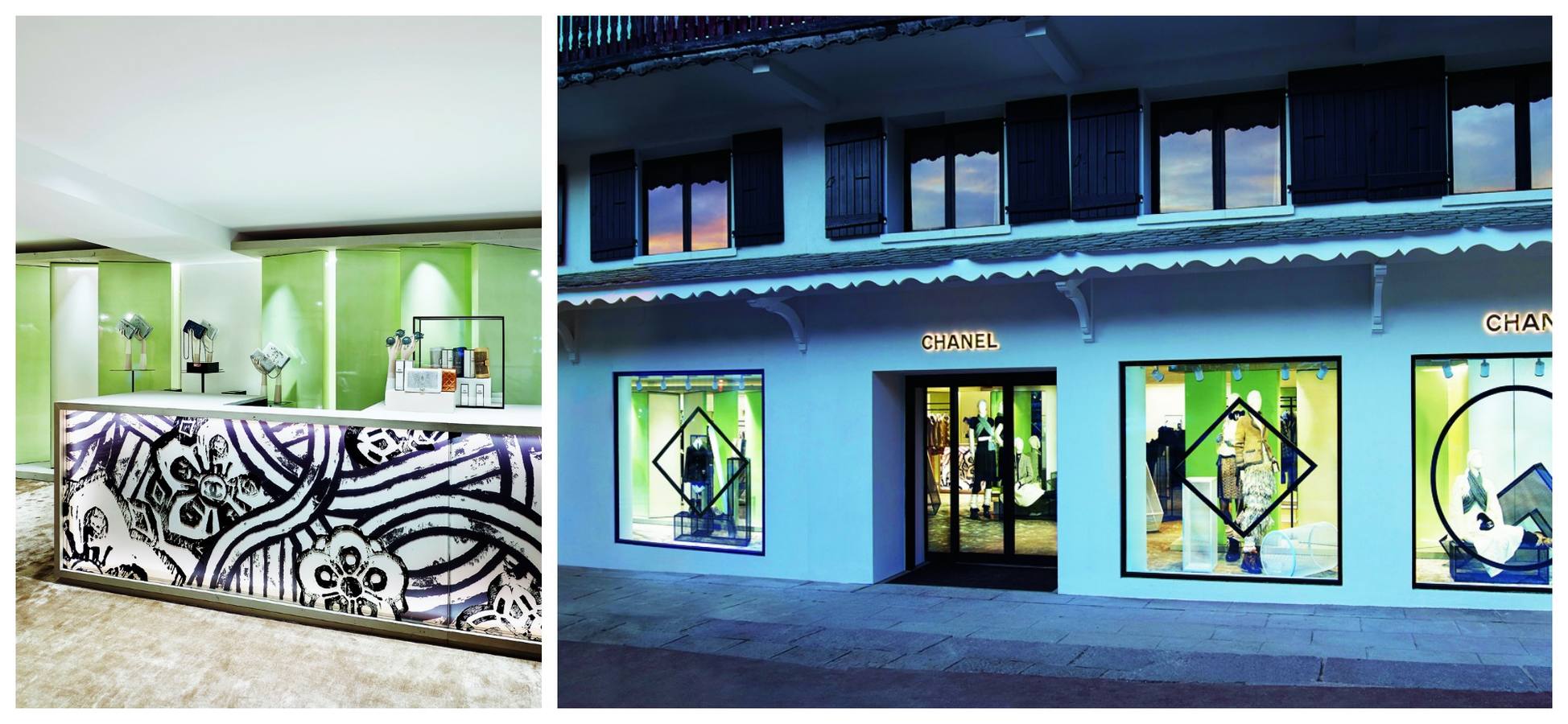 Como cada invierno, Chanel ha abierto una boutique efímera en la estación de esquí de Courchevel. Una maison de 160 m2 que, este año, está inspirada en Corea, haciendo referencia a la colección Crucero 15/16, que la firma presentó en Seúl.