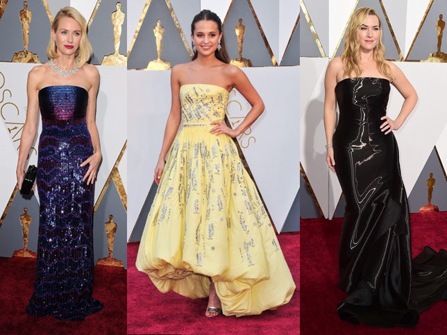 Un clásico sobre la alfombra roja. El escote rey se ha impuesto esta edición en vestidos como los que han lucido Naomi Watts, Alicia Vikander o Kate Winslet, entre otras.
