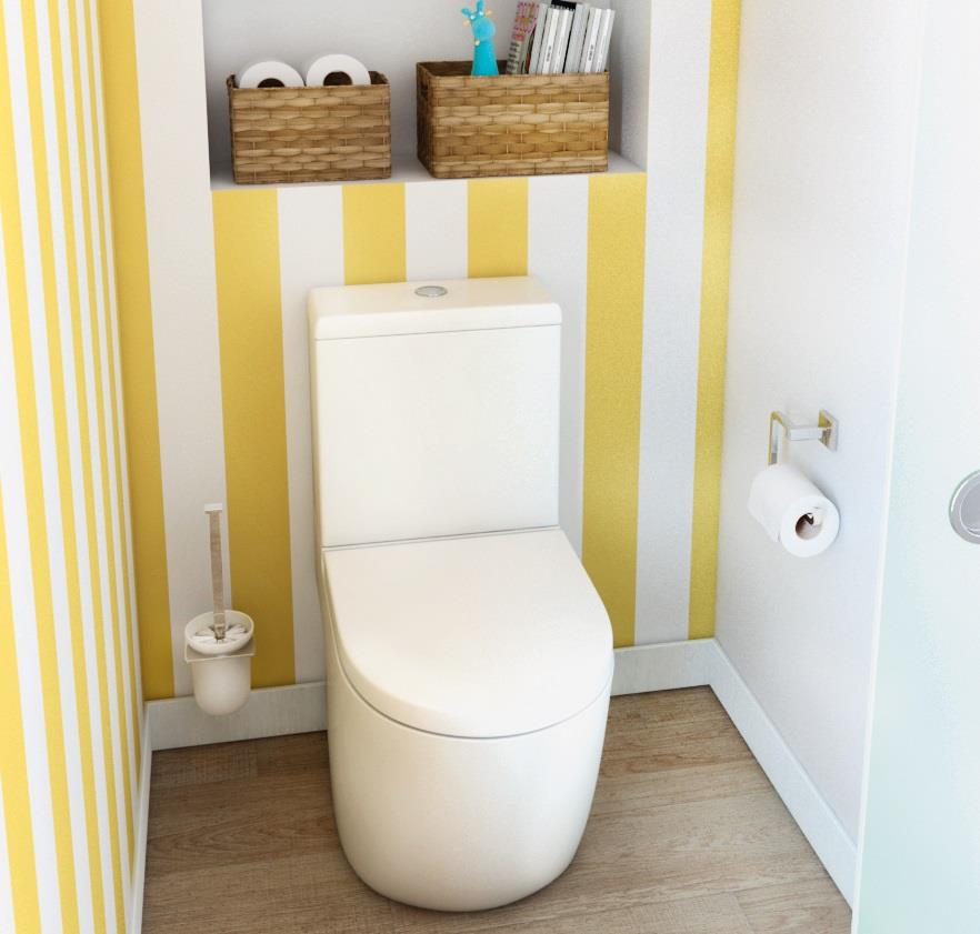 La casa de bricolaje lleva el amarillo hasta el aseo con propuestas tan frescas como esta.